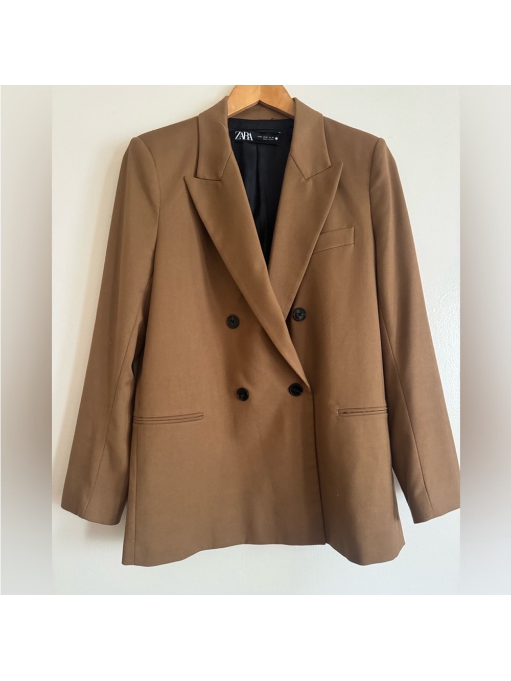Zara Brown Double-Breasted Blazer Jacket